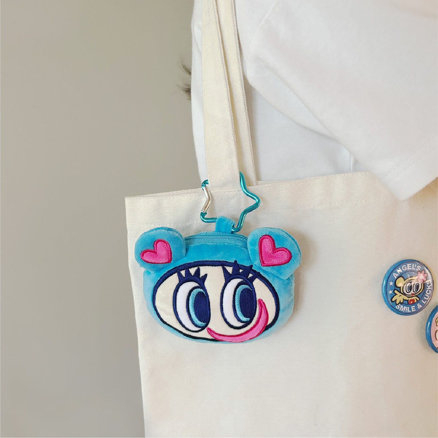 エンジェルブルー カラビナ付きぬいぐるみファスナーマスコット ナカムラくん