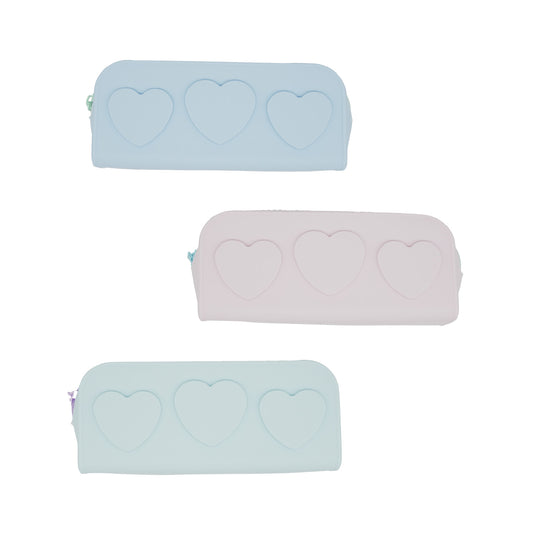 Tippi シリコンペンケース ハート（ブルー・パステルピンク・パステルブルー）