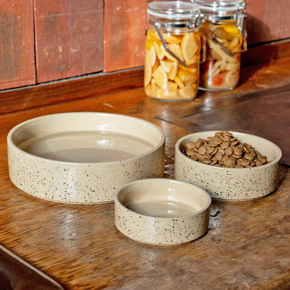 SPLATTER CERAMIC DOG BOWL